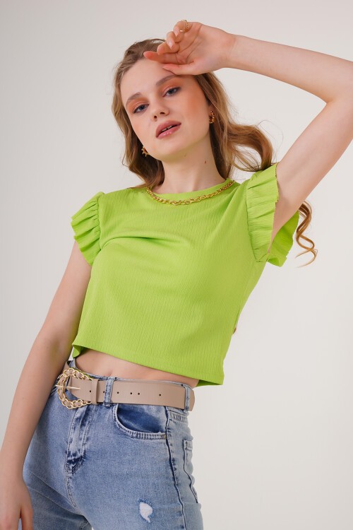 Merterium 0430 Örme Bluz - E.Yeşil