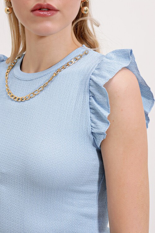 Merterium 0430 Örme Bluz - Mavi