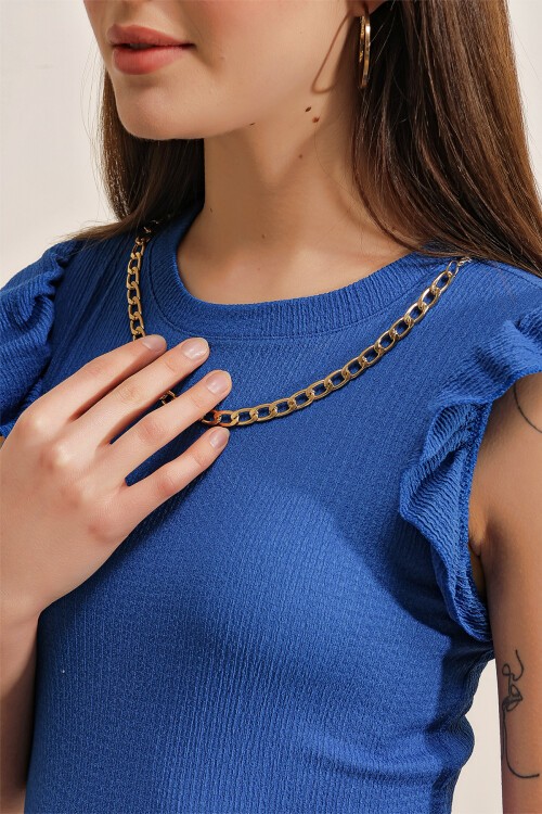 Merterium 0430 Örme Bluz - Saks