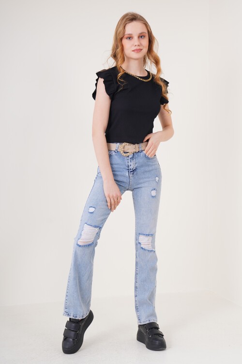 Merterium 0430 Örme Bluz - Siyah