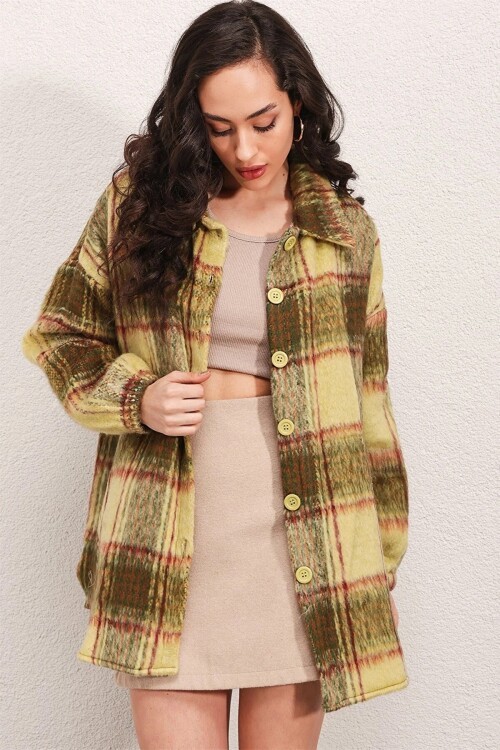 Merterium 0674 Cepli Oversize Gömlek - Yeşil