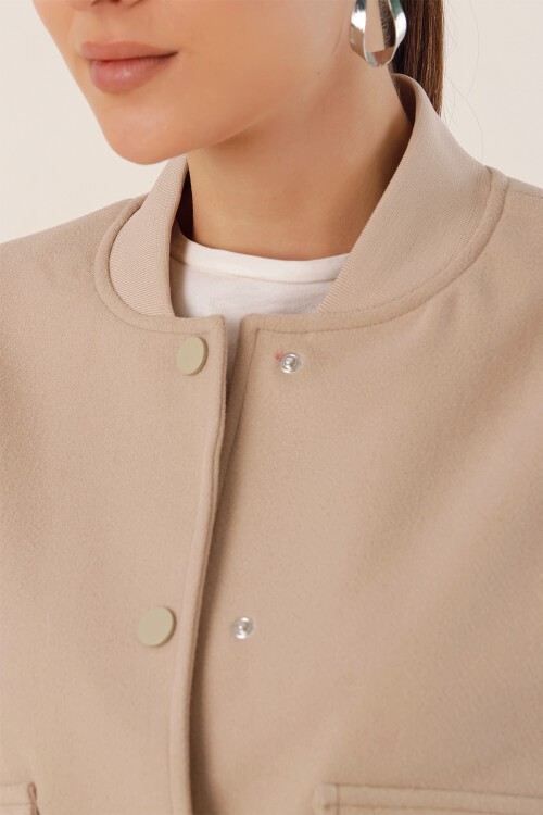 Merterium 0688 Çift Cepli Bomber Ceket - Bej