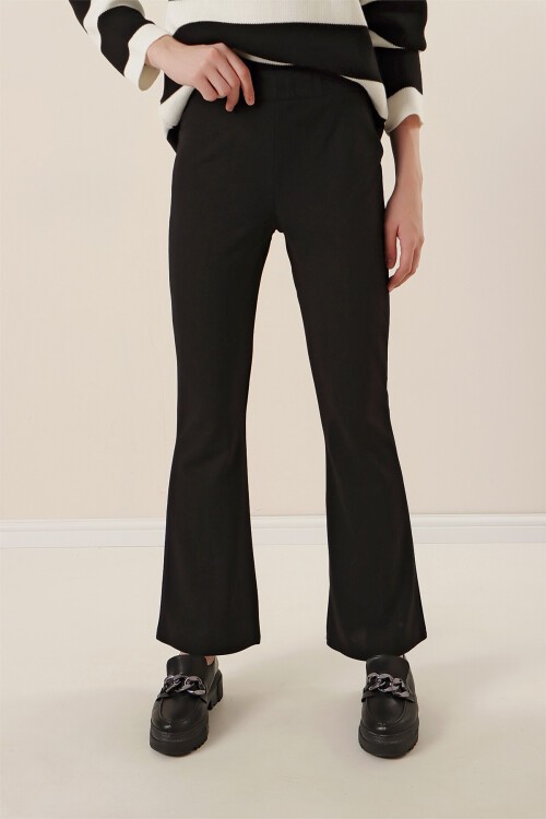 Merterium 10220 İspanyol Paça Pantolon - Siyah