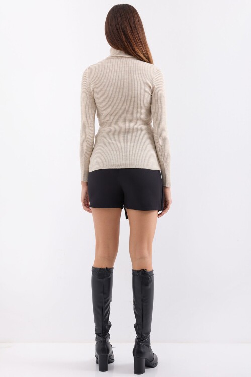 Merterium 10311 Balıkçı Yaka Triko Kazak - Taş