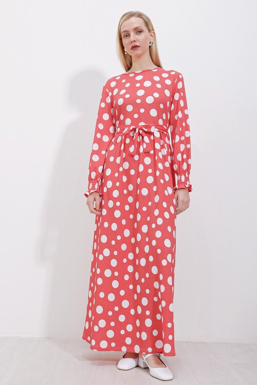 Merterium 1525 Örme Tesettür Elbise - Y.Pembe