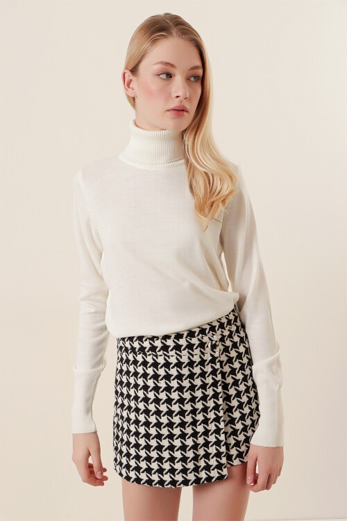 Merterium 15747 Balıkçı Yaka Triko Kazak - Ekru