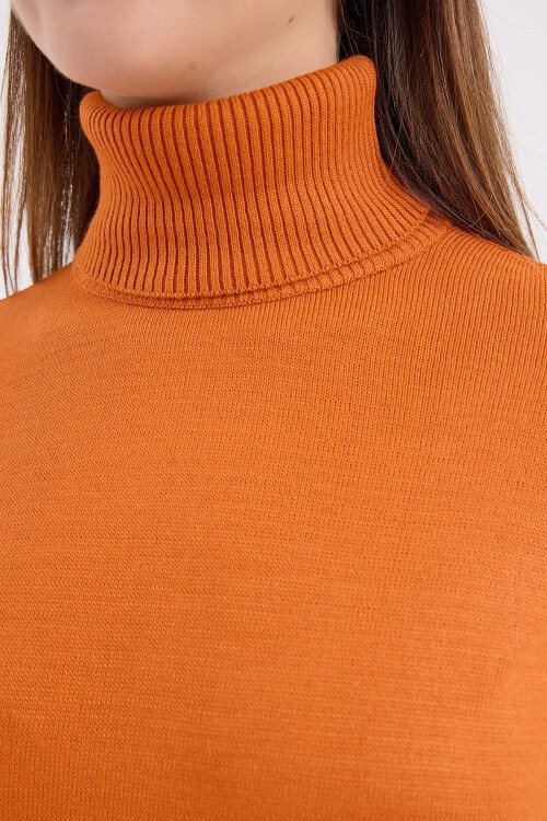 Merterium 15747 Balıkçı Yaka Triko Kazak - Turuncu