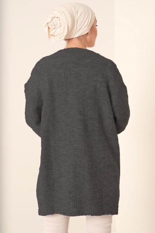 Merterium 15768 Tesettür Triko Hırka - Antrasit