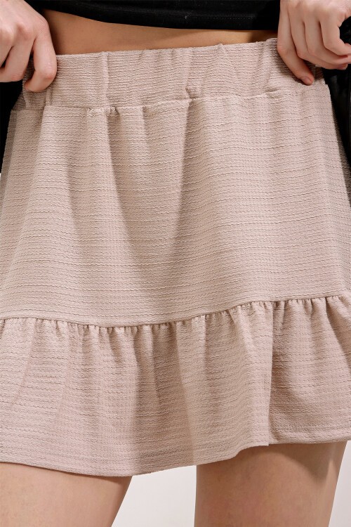 Merterium 1884 Örme Mini Etek - Bej