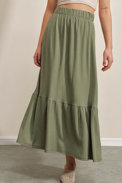 Merterium 1886 Uzun Örme Etek - Haki