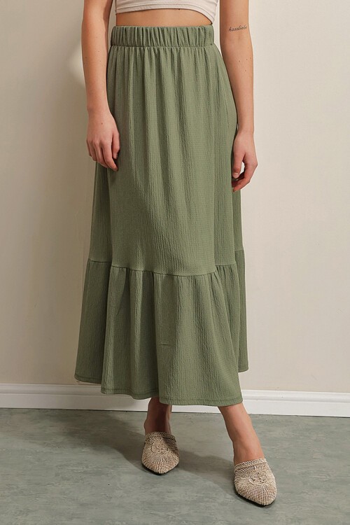 Merterium 1886 Uzun Örme Etek - Haki