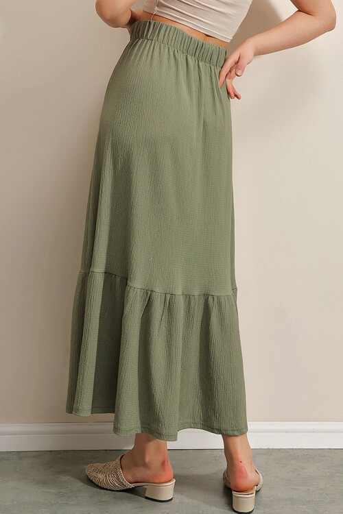 Merterium 1886 Uzun Örme Etek - Haki