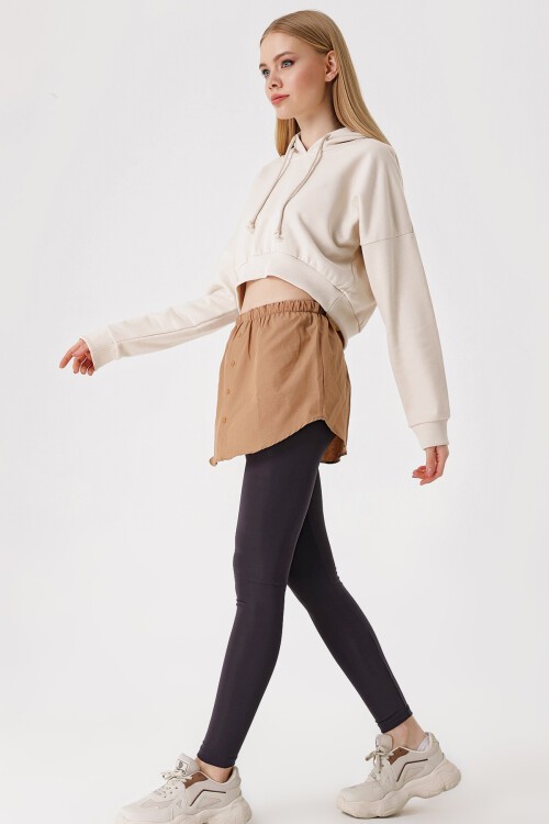 Merterium 1888 Sweatshirt Ve Kazak Altı Gömlek Etek - Camel