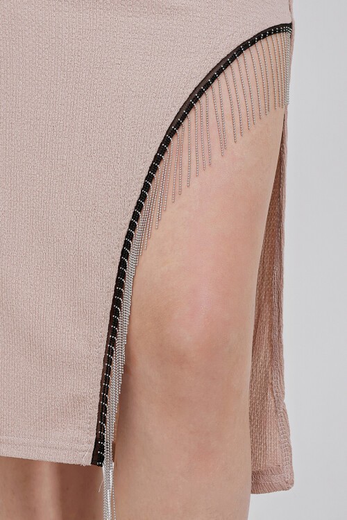 Merterium 1890 Zincir Detaylı Etek - Bisküvi