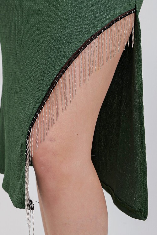 Merterium 1890 Zincir Detaylı Etek - Zümrüt Yeşili