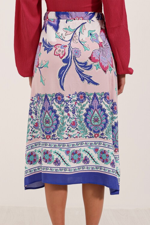 Merterium 1899 Desenli Midi Etek - Mor