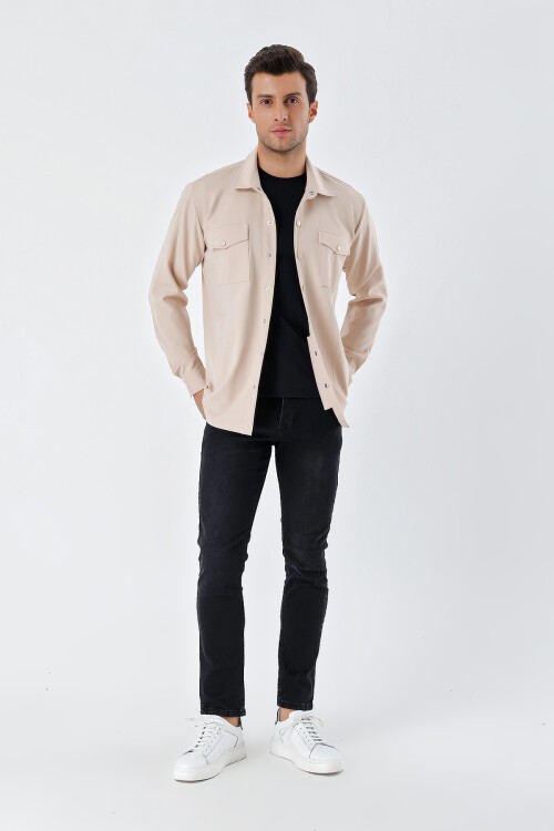 Merterium 20193 Oversize Erkek Gömlek - Krem