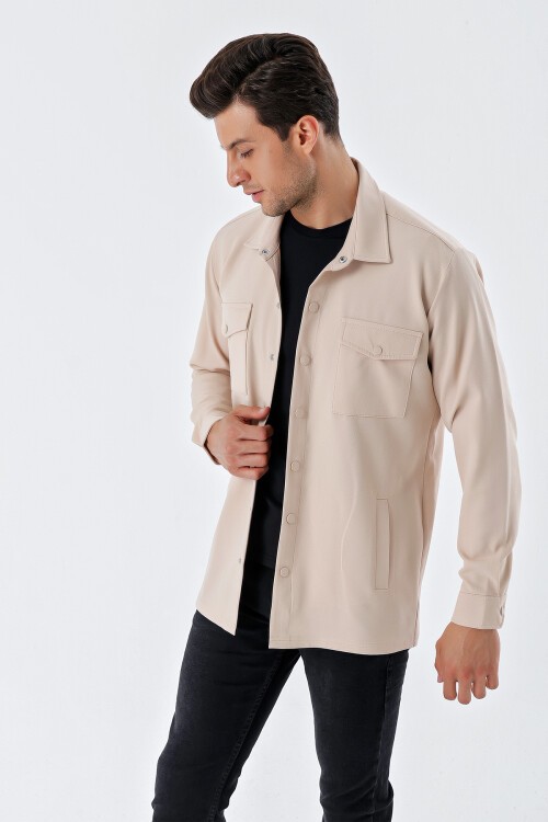 Merterium 20193 Oversize Erkek Gömlek - Krem