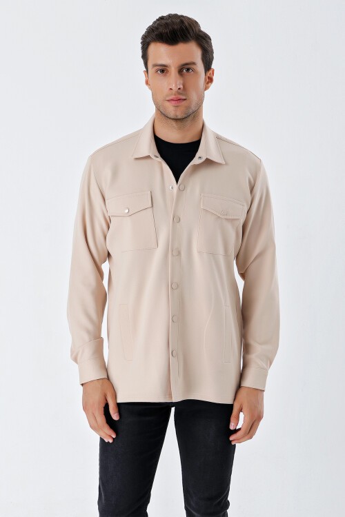 Merterium 20193 Oversize Erkek Gömlek - Krem