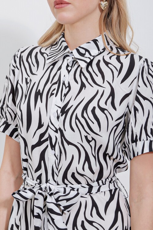 Merterium 2213 Kısa Kol Viskon Elbise - Siyah