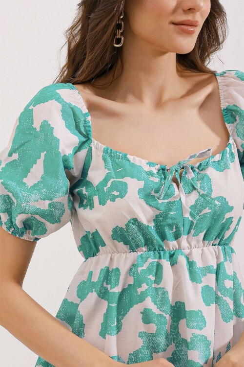 Merterium 2351 Kloş Poplin Elbise - D. Mint