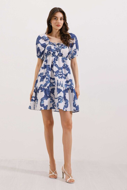 Merterium 2351 Kloş Poplin Elbise - D.Lacivert