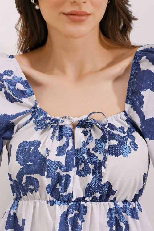 Merterium 2351 Kloş Poplin Elbise - D.Lacivert