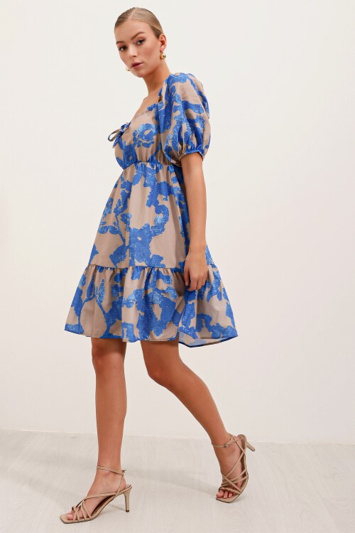 Merterium 2351 Kloş Poplin Elbise - D.Mavi