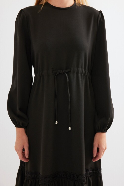 Merterium 2483 Uzun Boydan Elbise - Siyah