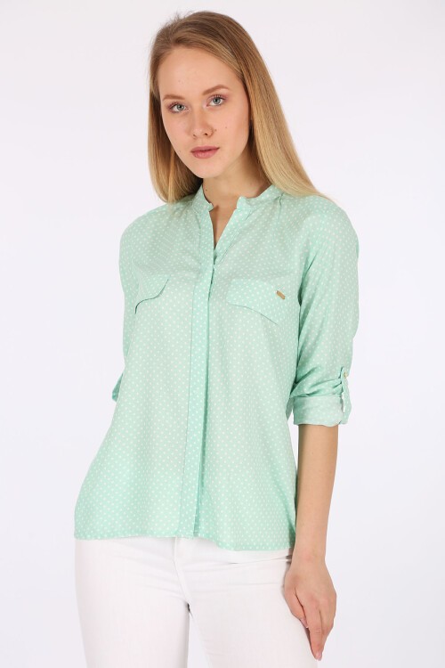 Merterium 3455 Çizgili Gömlek - Çağla Yeşili