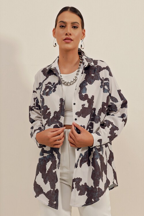 Merterium 3900 Oversize Uzun Basic Gömlek - D. Siyah