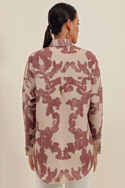 Merterium 3900 Oversize Uzun Basic Gömlek - D.Gül Kurusu