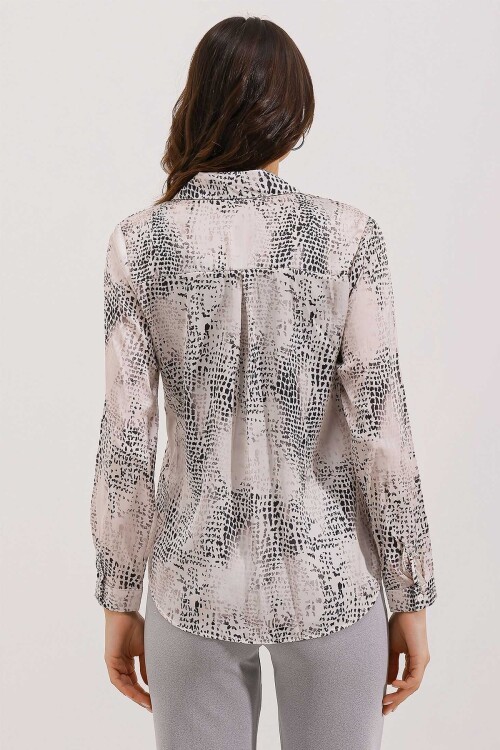 Merterium 3964 Hafif Dökümlü Saten Gömlek - A.Gri