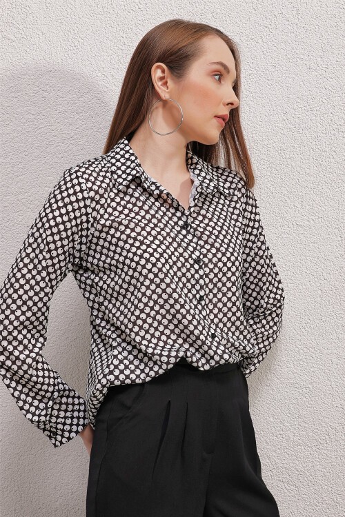 Merterium 3964 Hafif Dökümlü Saten Gömlek - Y.Beyaz