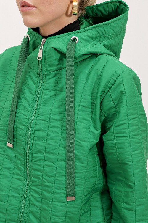 Merterium 5138 Kapitone Uzun Mont - C.Yeşil