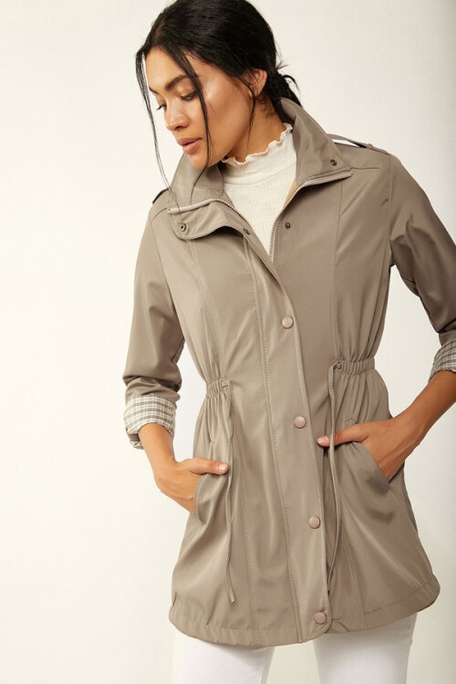 Merterium 5669 Belden Lastikli Trenchcoat - Bej