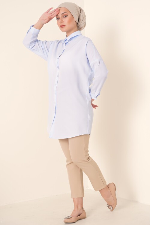 Merterium 5845 Tesettür Tunik - Açık Mavi