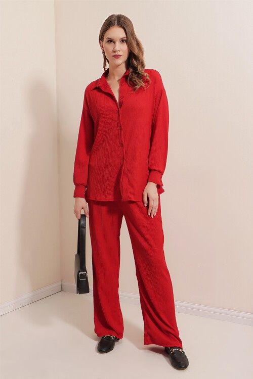 Merterium 5858 Örme İkili Takım - Kırmızı