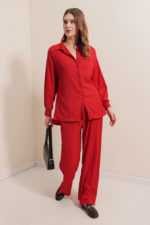 Merterium 5858 Örme İkili Takım - Kırmızı