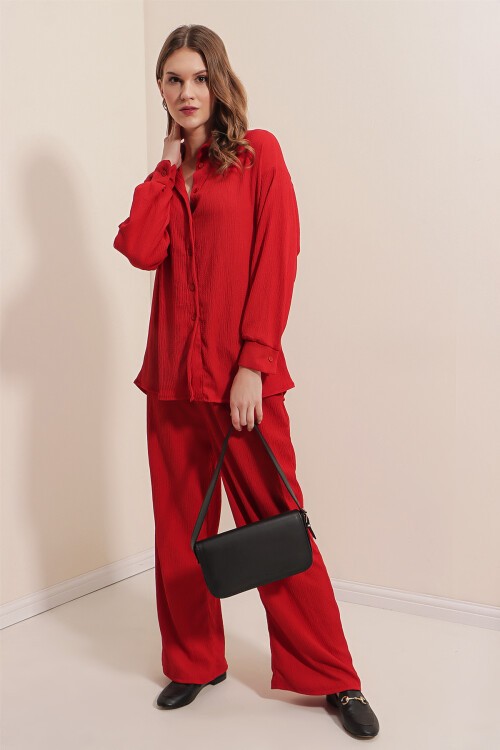 Merterium 5858 Örme İkili Takım - Kırmızı