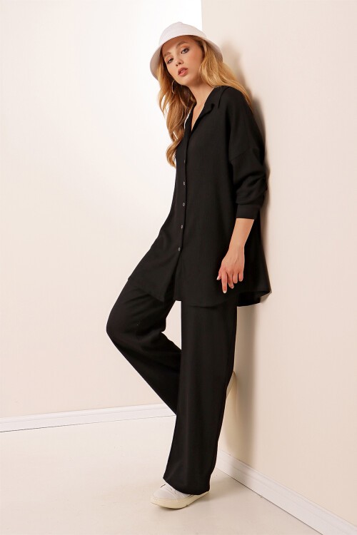 Merterium 5858 Örme İkili Takım - Siyah