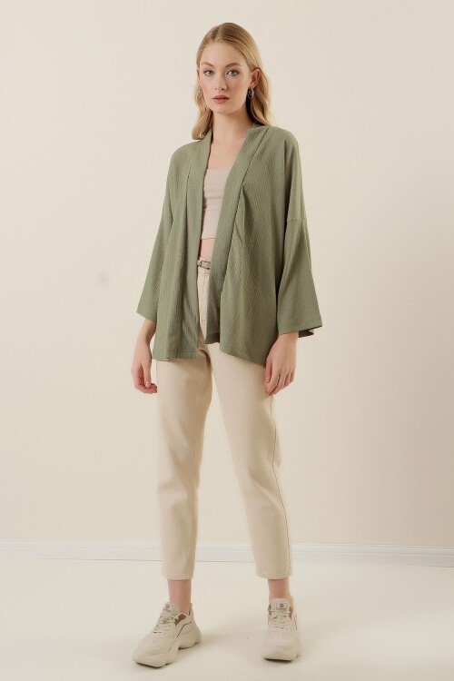 Merterium 5862 Örme Kimono - Çağla