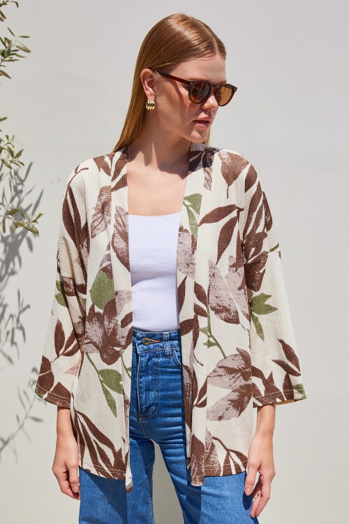 Merterium 5862 Örme Kimono - Haki