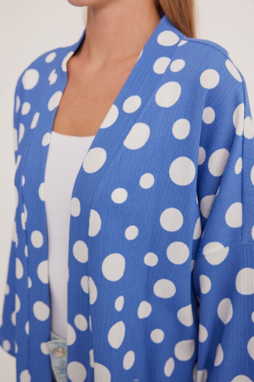 Merterium 5862 Örme Kimono - Mavi