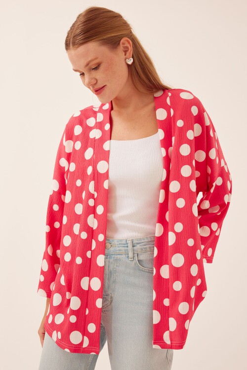 Merterium 5862 Örme Kimono - Nar