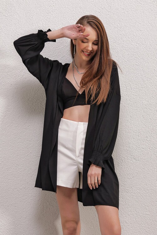 Merterium 5882 Salaş  Kimono - Siyah