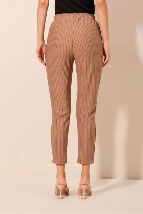 Merterium 6560 Beli Lastikli Bağcıklı Pantolon - Camel