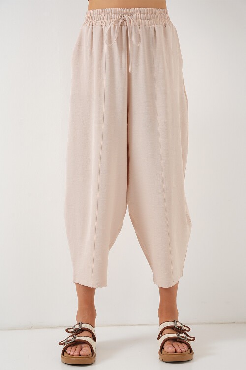 Merterium 6591 Dokuma Şalvar Pantolon - Bisküvi