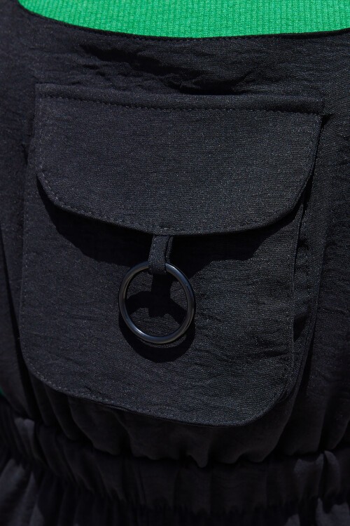 Merterium 7023 Askılı Bahçıvan Tulum - Siyah