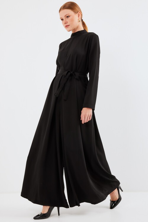 Merterium 7028 Uzun Tulum Elbise - Siyah